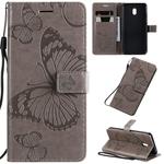 For Xiaomi Redmi 8A Pressed Printing Butterfly Pattern Horizontal Flip PU Leather Case with Holder & Card Slots & Wallet & Lanyard(Gray)