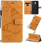 For Xiaomi Redmi 8A Pressed Printing Butterfly Pattern Horizontal Flip PU Leather Case with Holder & Card Slots & Wallet & Lanyard(Yellow)