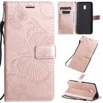 For Xiaomi Redmi 8A Pressed Printing Butterfly Pattern Horizontal Flip PU Leather Case with Holder & Card Slots & Wallet & Lanyard(Rose Gold)