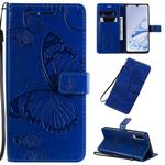 For Xiaomi Mi 9 Pro Pressed Printing Butterfly Pattern Horizontal Flip PU Leather Case with Holder & Card Slots & Wallet & Lanyard(Blue)