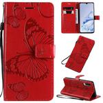 For Xiaomi Mi 9 Pro Pressed Printing Butterfly Pattern Horizontal Flip PU Leather Case with Holder & Card Slots & Wallet & Lanyard(Red)