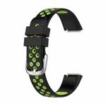 For Fitbit Luxe Two-color Silicone Watch Band(Black Lime Green)