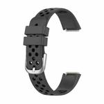 For Fitbit Luxe Two-color Silicone Watch Band(Anthracite Black Black)