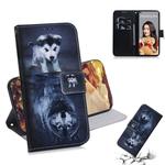 For Huawei Nova 5i Pro/Mate 30 Lite Coloured Drawing Pattern Horizontal Flip PU Leather Case with Holder & Card Slots & Wallet(Wolf And Dog)