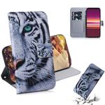 For Sony Xperia 5 Coloured Drawing Pattern Horizontal Flip PU Leather Case with Holder & Card Slots & Wallet(Tiger)