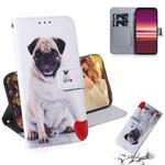 For Sony Xperia 5 Coloured Drawing Pattern Horizontal Flip PU Leather Case with Holder & Card Slots & Wallet(Pug)