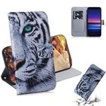 For Sony Xperia 20 Coloured Drawing Pattern Horizontal Flip PU Leather Case with Holder & Card Slots & Wallet(Tiger)