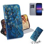 For Sony Xperia 20 Coloured Drawing Pattern Horizontal Flip PU Leather Case with Holder & Card Slots & Wallet(Apricot Flower)