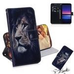 For Sony Xperia 20 Coloured Drawing Pattern Horizontal Flip PU Leather Case with Holder & Card Slots & Wallet(Lion)