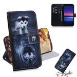 For Sony Xperia 20 Coloured Drawing Pattern Horizontal Flip PU Leather Case with Holder & Card Slots & Wallet(Wolf And Dog)