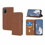 For OPPO A52 Woven Texture Stitching Magnetic Horizontal Flip PU Leather Case with Holder & Card Slots & Wallet & Lanyard(Brown)