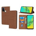 For OPPO A53 Woven Texture Stitching Magnetic Horizontal Flip PU Leather Case with Holder & Card Slots & Wallet & Lanyard(Brown)