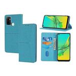 For OPPO A53 Woven Texture Stitching Magnetic Horizontal Flip PU Leather Case with Holder & Card Slots & Wallet & Lanyard(Blue)