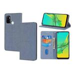 For OPPO A53 Woven Texture Stitching Magnetic Horizontal Flip PU Leather Case with Holder & Card Slots & Wallet & Lanyard(Grey)