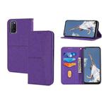 For OPPO A54 Woven Texture Stitching Magnetic Horizontal Flip PU Leather Case with Holder & Card Slots & Wallet & Lanyard(Purple)