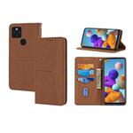 For Google Pixel 5a 5G Woven Texture Stitching Magnetic Horizontal Flip PU Leather Case with Holder & Card Slots & Wallet & Lanyard(Brown)