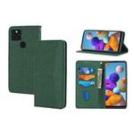 For Google Pixel 5a 5G Woven Texture Stitching Magnetic Horizontal Flip PU Leather Case with Holder & Card Slots & Wallet & Lanyard(Green)