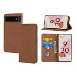 For Google Pixel 6 Pro Woven Texture Stitching Magnetic Horizontal Flip PU Leather Case with Holder & Card Slots & Wallet & Lanyard(Brown)