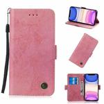 For iPhone 11 Retro Horizontal Flip Leather Case with Card Slot & Holder(Pink)