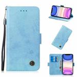 For iPhone 11 Retro Horizontal Flip Leather Case with Card Slot & Holder(Blue)