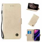 For iPhone 11 Pro Max Retro Horizontal Flip Leather Case with Card Slot & Holder(Gold)