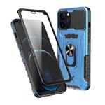 All-inclusive PC TPU Tempered Glass Film Integral Shockproof Case For iPhone 13 Pro Max(Blue)