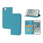 For iPhone SE 2022 / SE 2020 / 8 / 7 Woven Texture Stitching Magnetic Horizontal Flip PU Leather Case with Holder & Card Slots & Wallet & Lanyard(Blue)