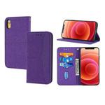 For iPhone X / XS Woven Texture Stitching Magnetic Horizontal Flip PU Leather Case with Holder & Card Slots & Wallet & Lanyard(Purple)