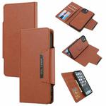Ultra-thin Detachable Silk Texture Horizontal Flip PU Leather Case with Card Slots & Wallet & Photo Frame For iPhone 13(Brown)