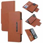 Ultra-thin Detachable Silk Texture Horizontal Flip PU Leather Case with Card Slots & Wallet & Photo Frame For iPhone 13 Pro(Brown)