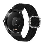 For Garmin Venu/Vivoactive 3 20mm Universal Adjustable Braided Elastic Diamond Buckle Watch Band(Black)