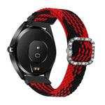 For Garmin Venu/Vivoactive 3 20mm Universal Adjustable Braided Elastic Diamond Buckle Watch Band(Red Black)