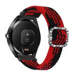 For Garmin Venu 2/Samsung Gear S3/Xiaomi Haylou RS3 22mm Universal Adjustable Braided Elastic Diamond Buckle Watch Band(Red Black)