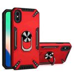 For iPhone X / XS PC + TPU Protective Case with 360 Degrees Rotatable Ring Holder(Red)
