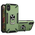 For iPhone XS Max PC + TPU Protective Case with 360 Degrees Rotatable Ring Holder(Dark Green)