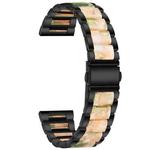 For Garmin Venu/Vivoactive 3 Music 20mm Universal Three-beads Stainless Steel + Resin Watch Band(Black+Pink Green)