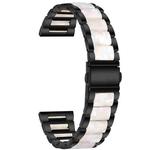 For Huawei Watch 3/3 Pro/Garmin Venu 2 22mm Universal Three-beads Stainless Steel + Resin Watch Band(Black+Pearl White)
