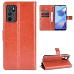 For OPPO A16 Crazy Horse Texture Horizontal Flip Leather Case with Holder & Card Slots & Lanyard(Brown)