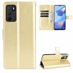 For OPPO A16 Crazy Horse Texture Horizontal Flip Leather Case with Holder & Card Slots & Lanyard(Gold)