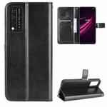 For T-Mobile REVVL V+ 5G Crazy Horse Texture Horizontal Flip Leather Case with Holder & Card Slots & Lanyard(Black)