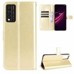 For T-Mobile REVVL V+ 5G Crazy Horse Texture Horizontal Flip Leather Case with Holder & Card Slots & Lanyard(Gold)