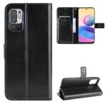 For Xiaomi Redmi Note 10 JP Version Crazy Horse Texture Horizontal Flip Leather Case with Holder & Card Slots & Lanyard(Black)