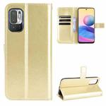 For Xiaomi Redmi Note 10 JP Version Crazy Horse Texture Horizontal Flip Leather Case with Holder & Card Slots & Lanyard(Gold)