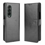 For Samsung Galaxy Z Fold3 5G Crazy Horse Texture Horizontal Flip Leather Case with Holder & Card Slots & Lanyard(Black)