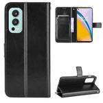 For OnePlus Nord 2 5G Crazy Horse Texture Horizontal Flip Leather Case with Holder & Card Slots & Lanyard(Black)