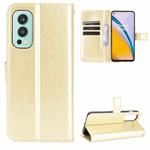 For OnePlus Nord 2 5G Crazy Horse Texture Horizontal Flip Leather Case with Holder & Card Slots & Lanyard(Gold)