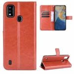 For ZTE Blade A51 Crazy Horse Texture Horizontal Flip Leather Case with Holder & Card Slots & Lanyard(Brown)