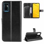 For ZTE Blade A71 Crazy Horse Texture Horizontal Flip Leather Case with Holder & Card Slots & Lanyard(Black)