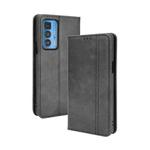 For Motorola Edge 20 Pro / Edge S Pro Magnetic Buckle Retro Crazy Horse Texture Horizontal Flip Leather Case with Holder & Card Slots & Photo Frame(Black)