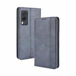 For vivo V21e 5G Magnetic Buckle Retro Crazy Horse Texture Horizontal Flip Leather Case with Holder & Card Slots & Photo Frame(Blue)